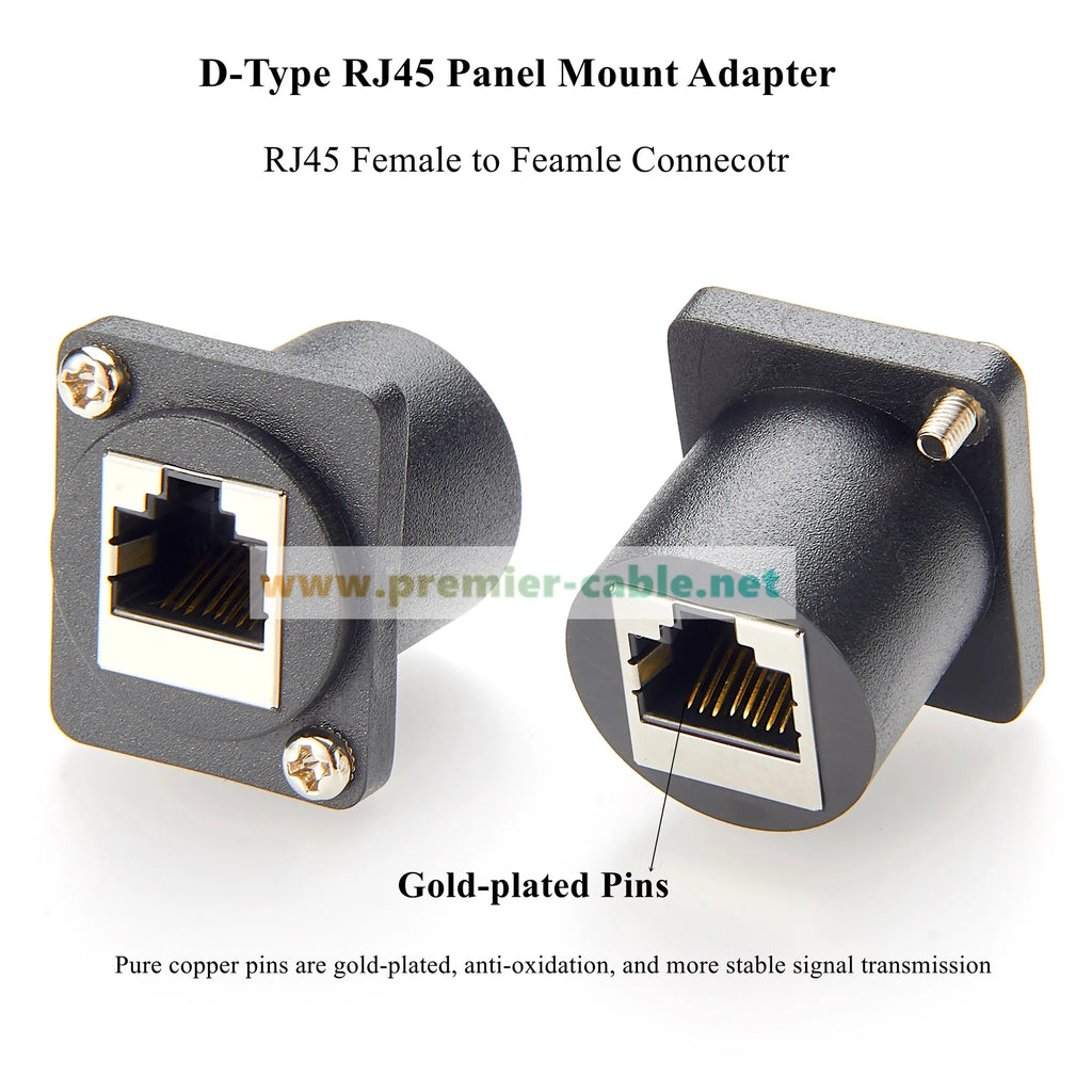 D-Type RJ45 Cat6 Ethernet Female to Female Coupler 1Gbps Flange Chassis Panel Mount Bulkhead Feedthrough LAN Network Extender