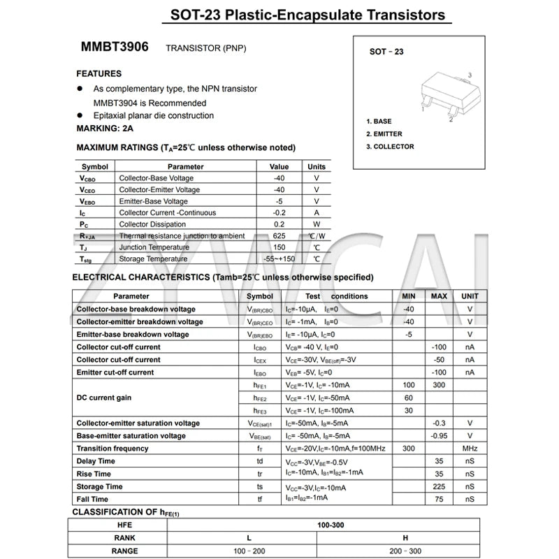 MMBT3904 1AM MMBT5401 2L NPN 50PCS MMBT5551 G1 MMBT3906 2A PNP SOT-23 Transistor (BJT)