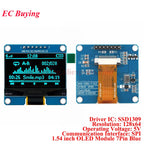 1.54 inch OLED Module 1.54” Display LCD Screen Resolution 12864 128x64 SSD1309 Driver Blue White Yellow 4Pin/7Pin IIC Interface