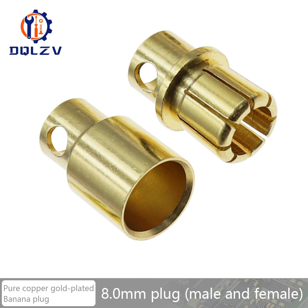 2.0mm 3.0mm 3.5mm 4.0mm 5.5mm 6.0mm 8.0MM Gold Bullet Banana Connector plug for ESC Lipo RC battery Plugs