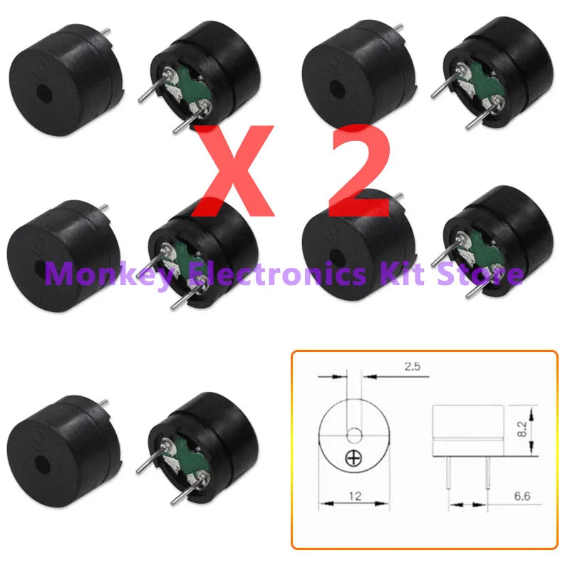 10/20pcs Passive Buzzer，Active Buzzer 12*9.5mm mini ,5V Magnetic Long Continous Beep Tone Alarm Ringer  for ATmega328P