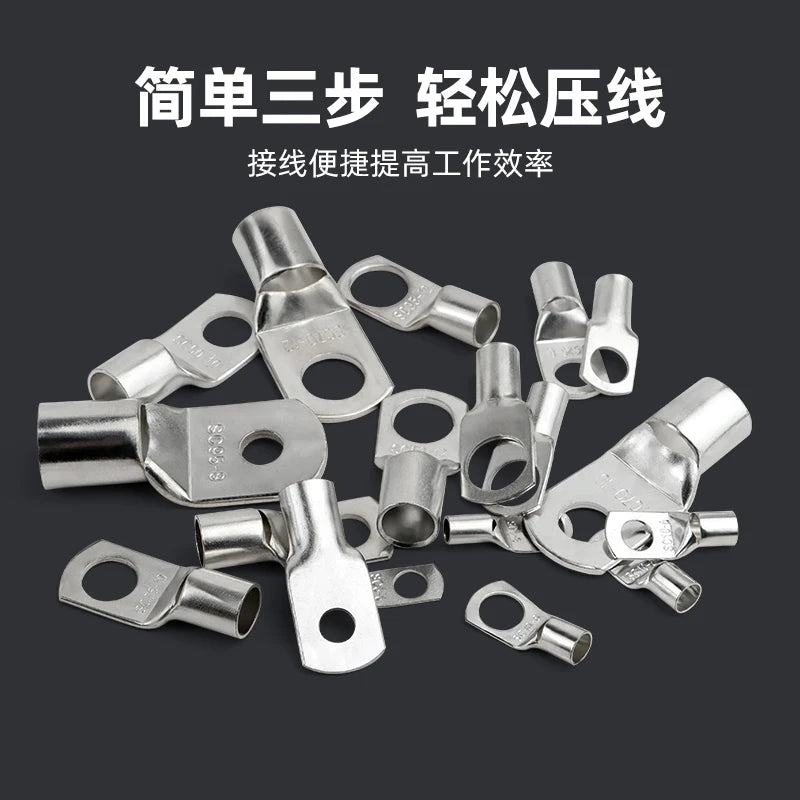 SC Type Wire Nose Terminal SC6 SC10 SC16 SC25 Bare Copper Battery Block Lugs Hole ID 6 8 10 12mm Crimp Wire Connector