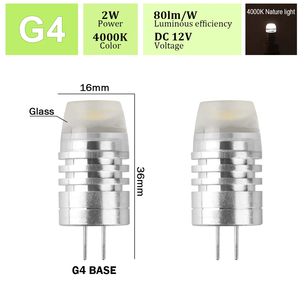 2pcs Mini G4 12V 24V LED Lamp Dimmable Light 3W COB Bulb AC DC 12V Lampada COB 360 Beam Lampada G4 COB Lights Replace Halogen