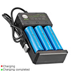 18650 Charger 4 Slots 4.2V Li-ion Battery USB Rechargeable Charging 18650 18500 14500 16650 26650 Lithium Battery Smart Charger