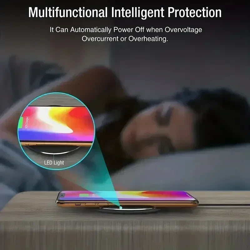 Phone Acrylic Metal Wireless Charger Station Led Light for iPhone 16 15 14 13 12 Pro Max Samsung S24 Xiaomi Mini Fast Charging