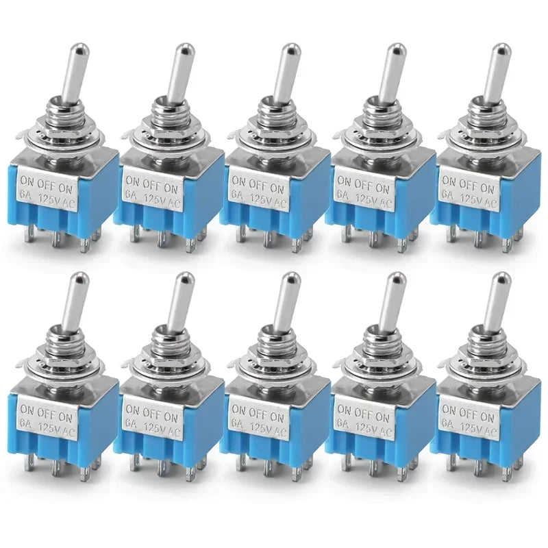 10Pcs Miniature Toggle Switch ON-OFF-ON Mini Button Rocker Power Switch 3Pin 6Pin ON-OFF MTS-102 MTS-103 MTS-202 MTS-203