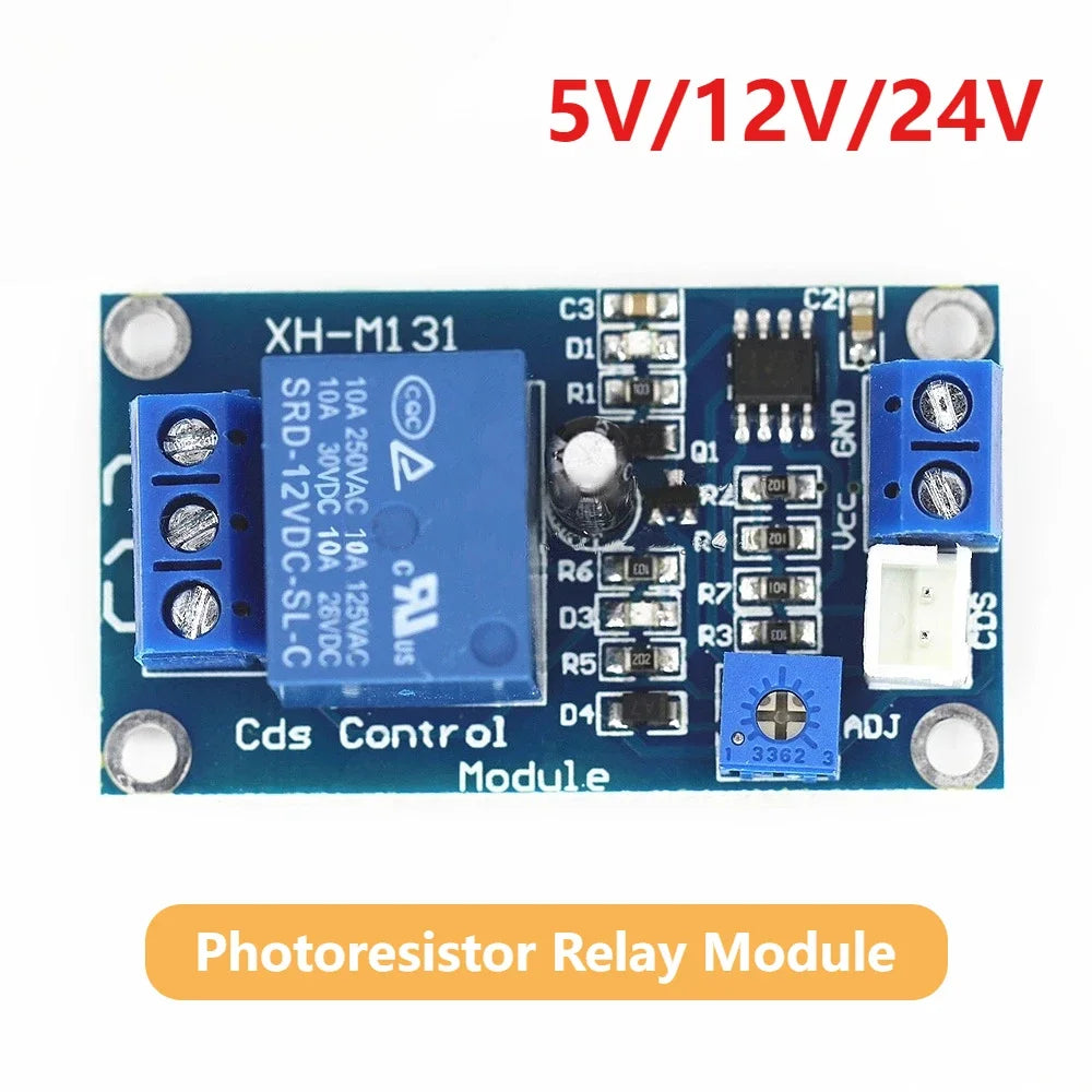 DC 5V/12V/24V XH-M131 Photoresistor Relay Module 10A Light Control Switch Detection Sensor Brightness Automatic Control Module