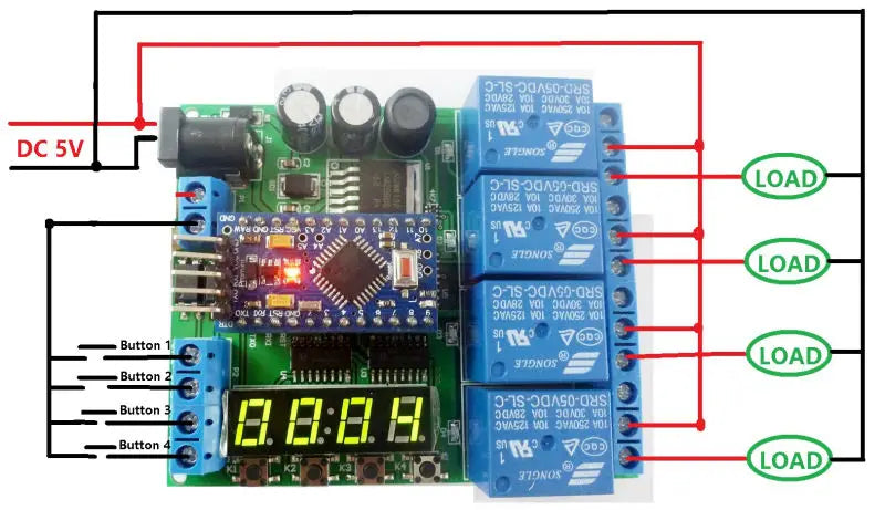 DC6.5-25V/5V 4CH Relay Control Board Opto Isolated NPN Input Digital Tube For Arduino Pro Mini Programmable Timer Module