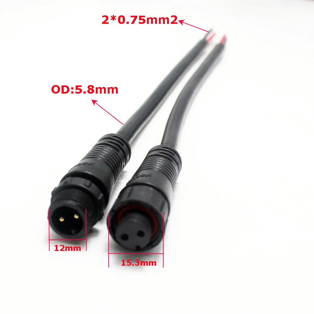 1Pair M12 Waterproof 2 3 4 5 Pin IP65 Screw Type Power Cable Wire Plug for LED Strips Male Female Jack Connector