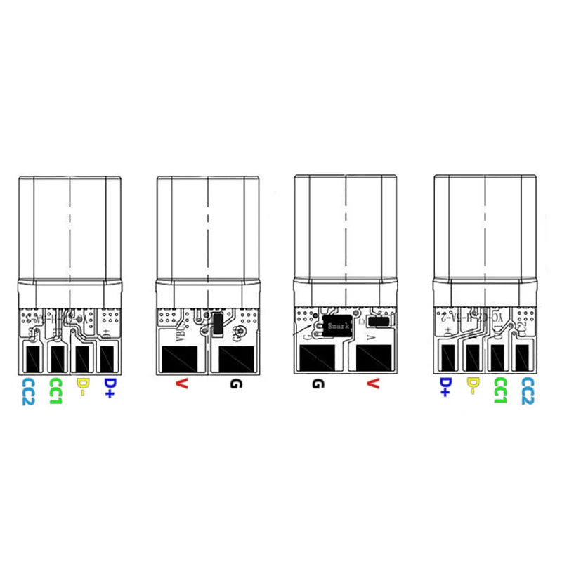 PD Fast Charge Type-C USB 65W 5A Male Connector Welding With 5Pin PCB + Type A Male 5Pin USB DIY OTG Data Charge DIY KIT