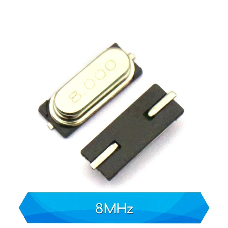 10PCS 4Mhz 6Mhz 8Mhz 12Mhz 11.0592MHZ 14.318MHZ 16MHZ 20MHz 24MHZ 25MHZ SMD Quartz Crystal Resonator Passive Oscillator HC49S