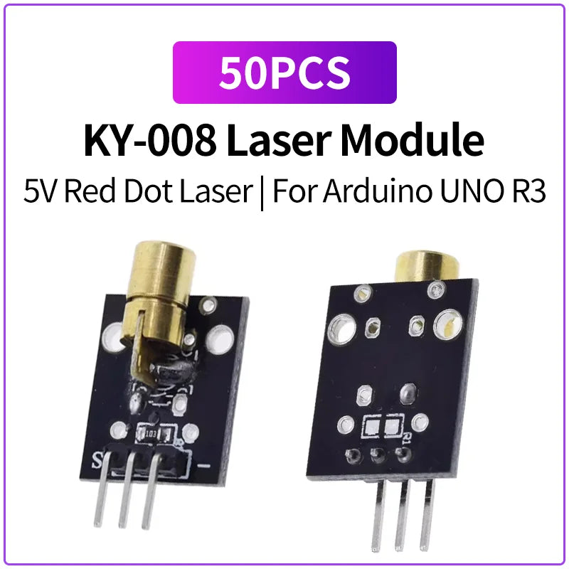 50PCS KY-008 Laser Transmitter Module 650nm 5V Red Dot Sensor for Arduino UNO R3 DIY