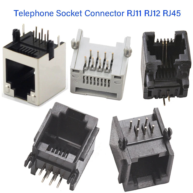 10PCS Telephone Socket Connector RJ11 RJ12 RJ45 Telephone Wifi Female Socket 2pin 4pin 6pin 8pin 4P4C 6P6C 6P4C 8P8C RJ45 Jack