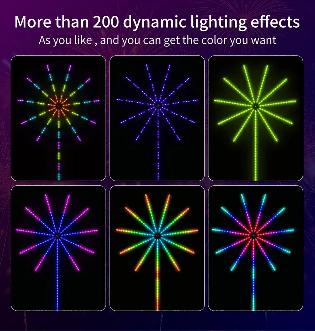 RGBIC Firework Strip Lights LED Bluetooth APP Control Neon Strip USB 5V Changing Smart Lamp Sync Music Bedroom Decor Dream Light