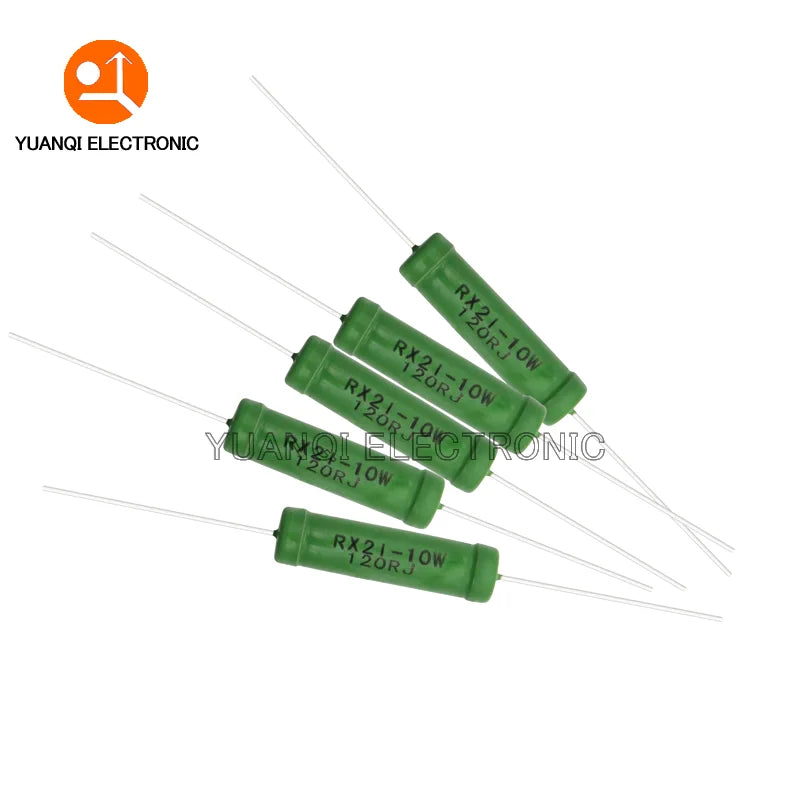 5PCS RX21 10W Wire Wound Resistance 5% 0.05 0.1 0.15 0.2 0.51 0.68 1 2 3 5.1 10 15 20 51 68 82 100 220 510 820 1K ohm Resistor