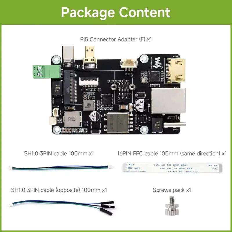 Raspberry Pi 5 PCIe To.2 NVME SSD Multi Function Adapter Board PoE Ethernet Power Over RJ45 Ethernet Driver-