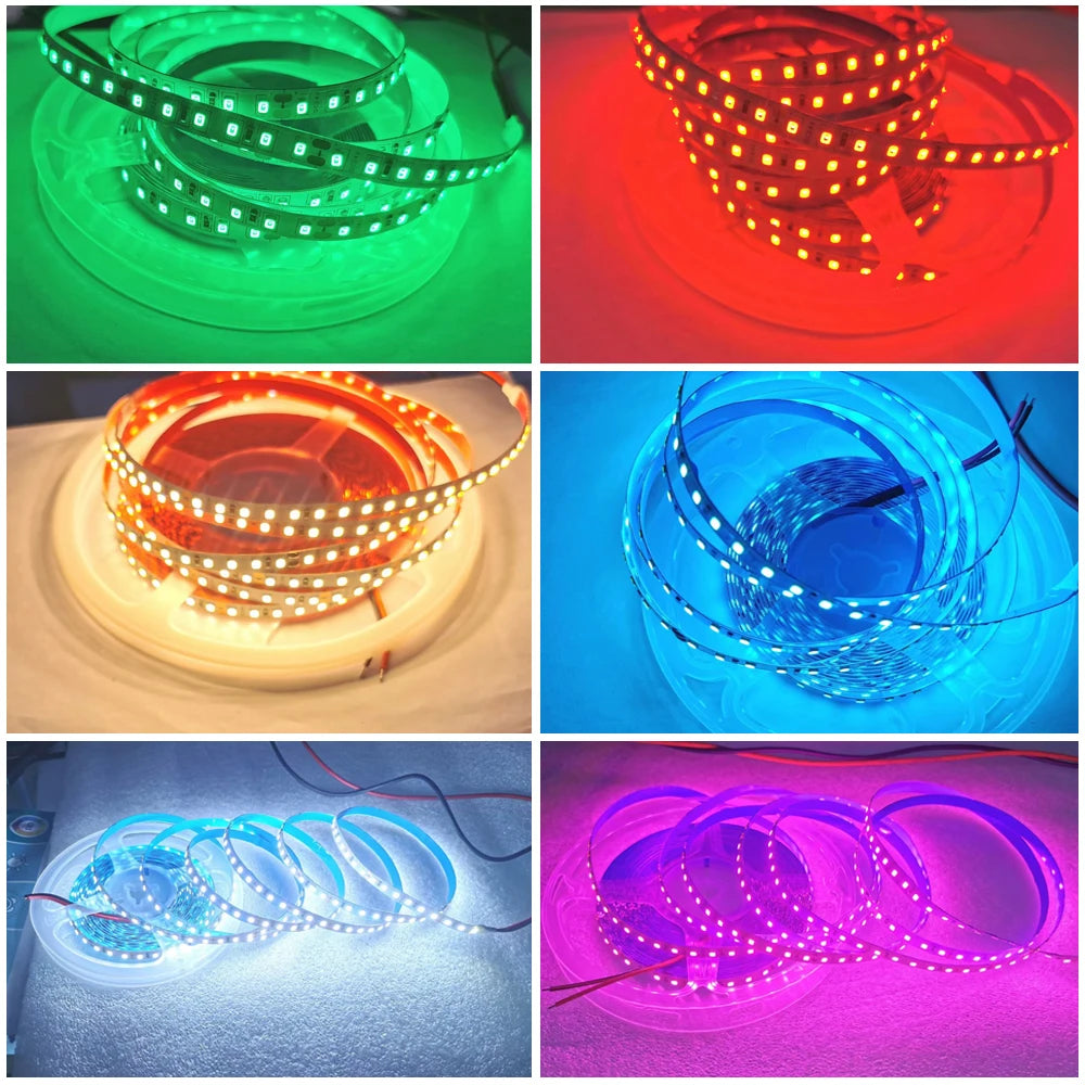 12V 24V LED Strip SMD 2835 Flexible LED Tape 5M 120 240 480Leds/m Waterproof Ribbon Diode Room Decor Warm Natural Cool White