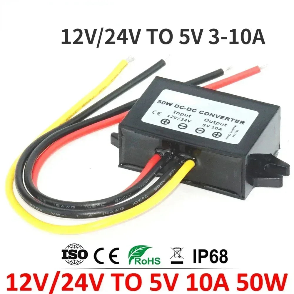 12V 24V to 5V 5A 3A 10A DC-DC Step Down Power Converter Voltage Power Supply 8-36V Buck 5V Switching 12Volt to 5Volt for Car LED