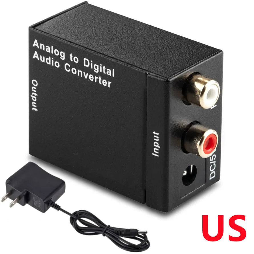 ADC Analog To Digital Audio Converter RCA to Optical Toslink Audio Adapter Analog Digital Fiber Toslink Coaxial Audio Converter
