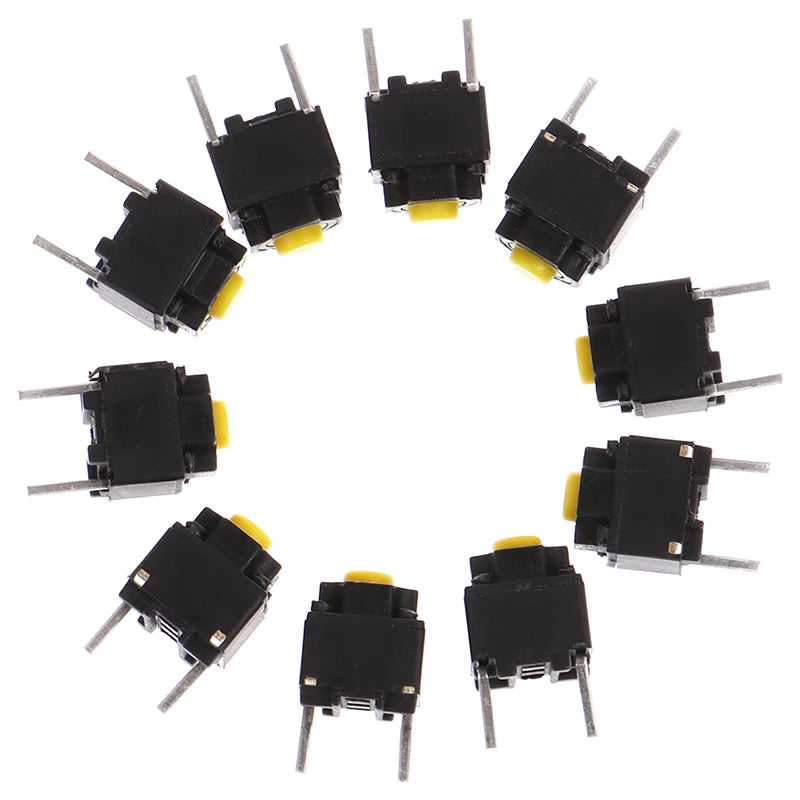 10pcs Mute Button 6*6*7.3mm Silent Switch Wireless Mouse Wired Mouse Button Micro Switch Yellow Push Button Switch