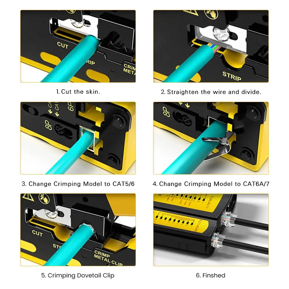 ZoeRax Pass Through RJ45 Crimp Tool with 10PCS Cat7 Connectors and Strain Relief Boots, Ethernet Wire Cutter Crimper