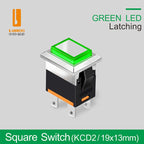 LANBOO High-End Quality Latching  Rocker Switch 20A 16Amp Current Push Button 2no2nc with LED 3-8V/9-24V/220V