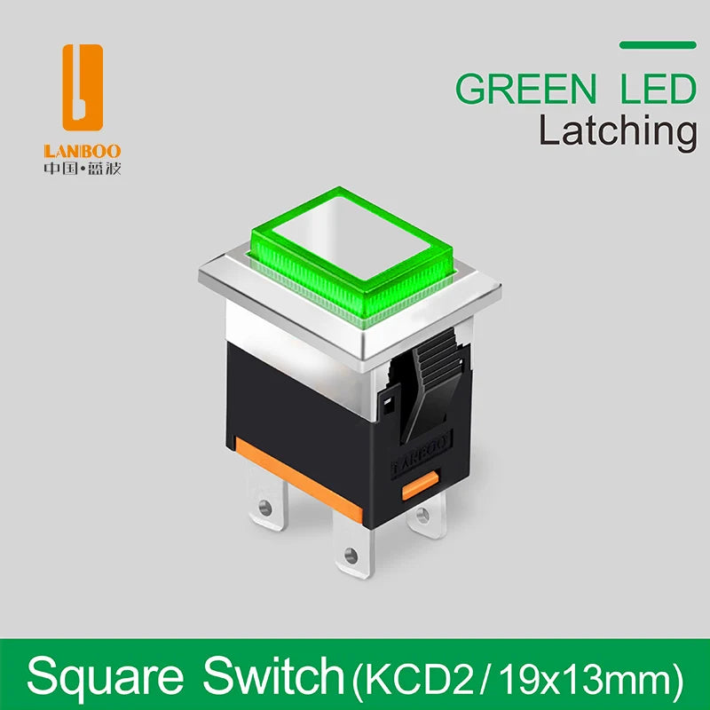 LANBOO High-End Quality Latching  Rocker Switch 20A 16Amp Current Push Button 2no2nc with LED 3-8V/9-24V/220V