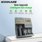 KOSHARE Smart Battery Charger for Rechargeable Ni-MH Ni-CD AA AAA 9V Batteries 18650/16340/26650 14500/21700 Lithium-ion Battery
