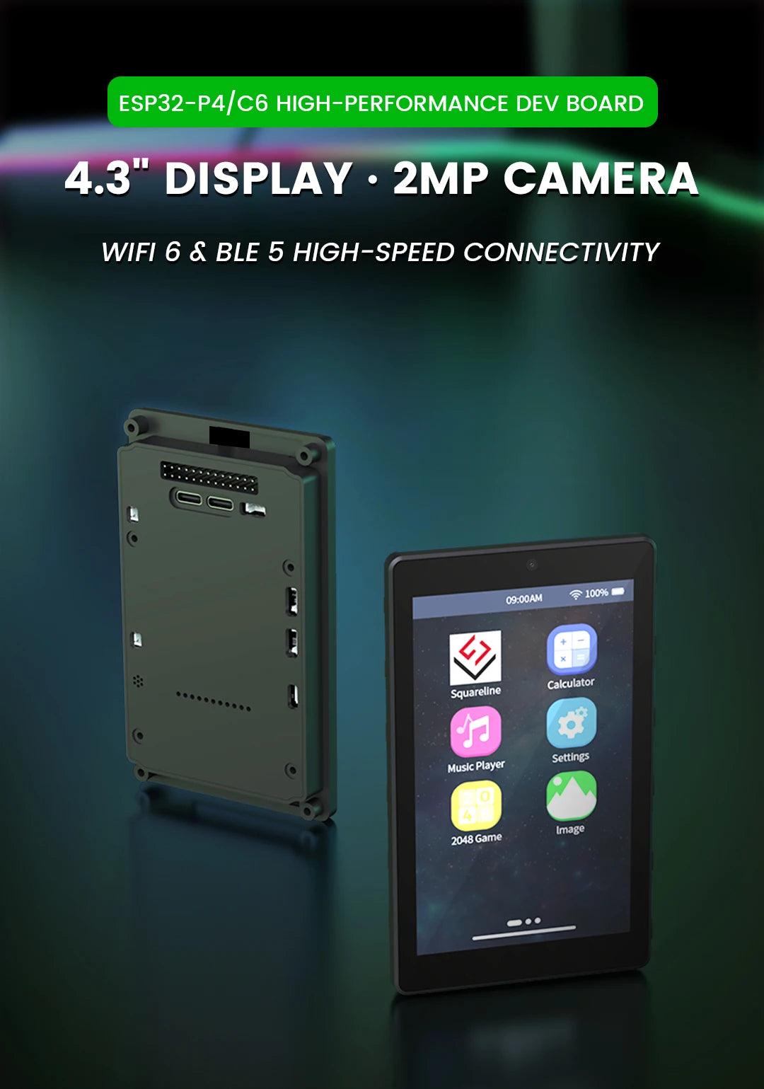 4.3-inch 480 * 800 IPS capacitive touch ESP32P4 development board ESP32-C6 development board with shell and camera