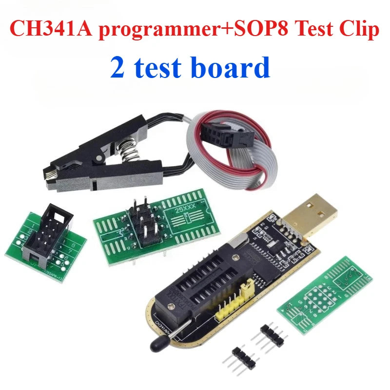 1PCS  CH341A CH341B 24 25 Series EEPROM Flash BIOS USB Programmer Module SOIC8 SOP8 Test Clip For EEPROM 93CXX / 25CXX / 24CXX