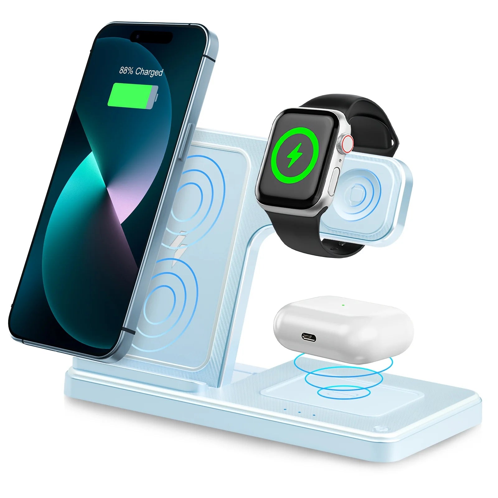 15W Magnetic Wireless Charger 3 In 1 Fast Charging Station Travel Foldable for Magsafe iPhone 1716/15/14 Apple Watch AirPods Pro