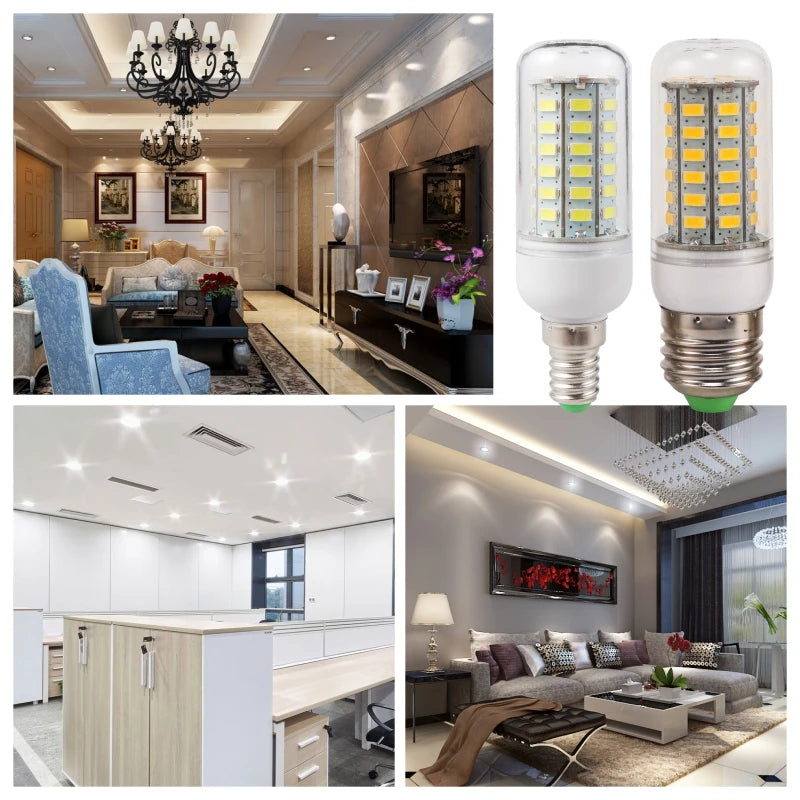 E27 E14 LED Corn Bulb 24 36 48 56 69 72 LEDs SMD 5730 220V Lampada LED Lamp Chandelier Candle LED Light Bulb