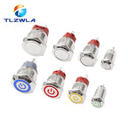 12/16/19/22mm Waterproof Metal Push Button Switch LED Light Momentary Latching Car Engine Power Switch 12V 24V Red Blue
