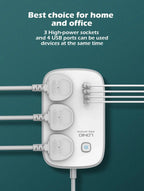 LDNIO Universal Power Strip with 65W GaN USB Charer 3250W Extension Cable Network Filter Surge Protector  EU/US/UK Plug Socket