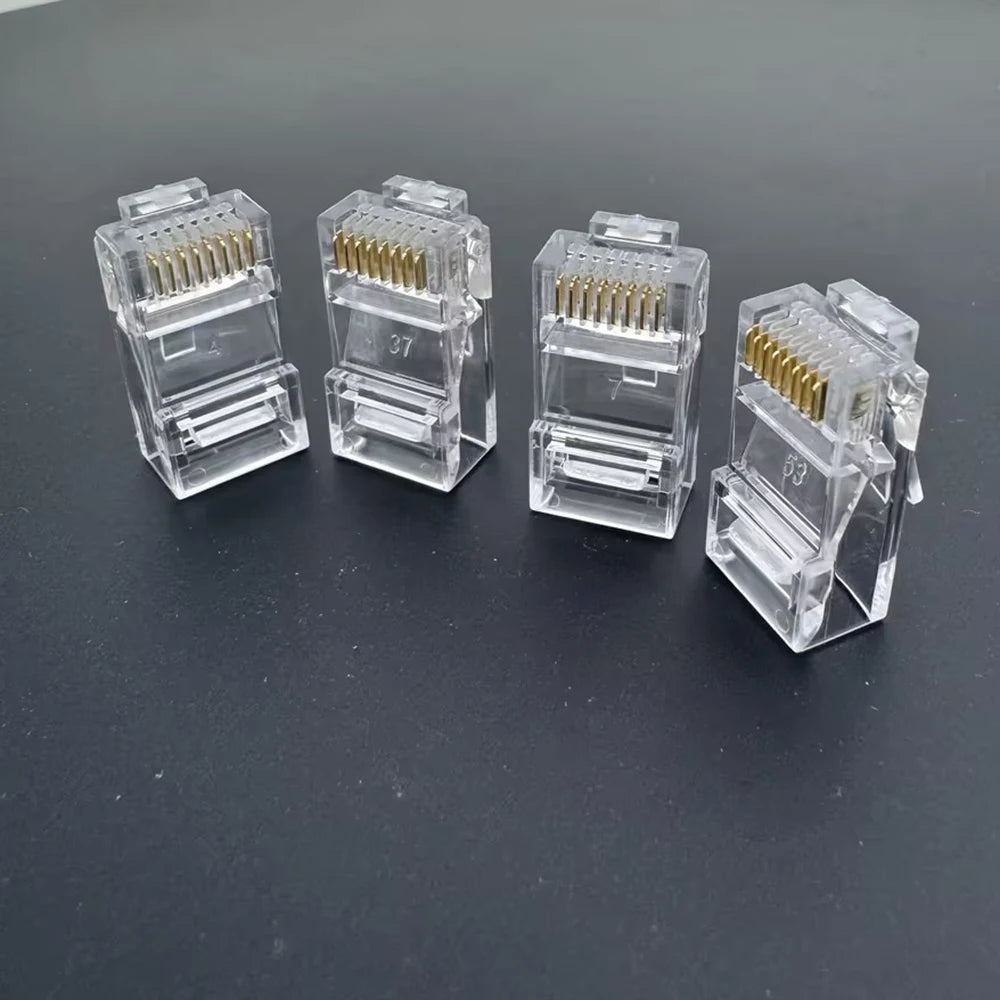 50pcs RJ45 Cat6/Cat5e Connectors Crystal End 8P8C Crimp UTP Standard Ethernet Network Modular Plug No Pass Through