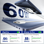 60W Type C to Type C Cable Data Line For Iphone 15 16 17 Samsung Xiaomi Fast Charging USB C to C Cable Type C Data Charger 1m2m