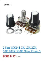 LA42DWQ-22 1K 2K 5K 10K 20K 50K 100K 200K 22mm Diameter Pots Rotary Potentiometer Converter Governor Inverter Resistance Switch