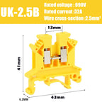 UK2.5B DIN Rail Terminal Block, 2.5mm² Screw Connection Wire Connector for Electrical Panel Wiring 20/50/100PCS