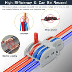 PCT-221 Lever Wire Connector 25 34 50 100PCS Inline Splicing Terminal Block Compact Cable Splitter Kit for LED Electrical Wiring