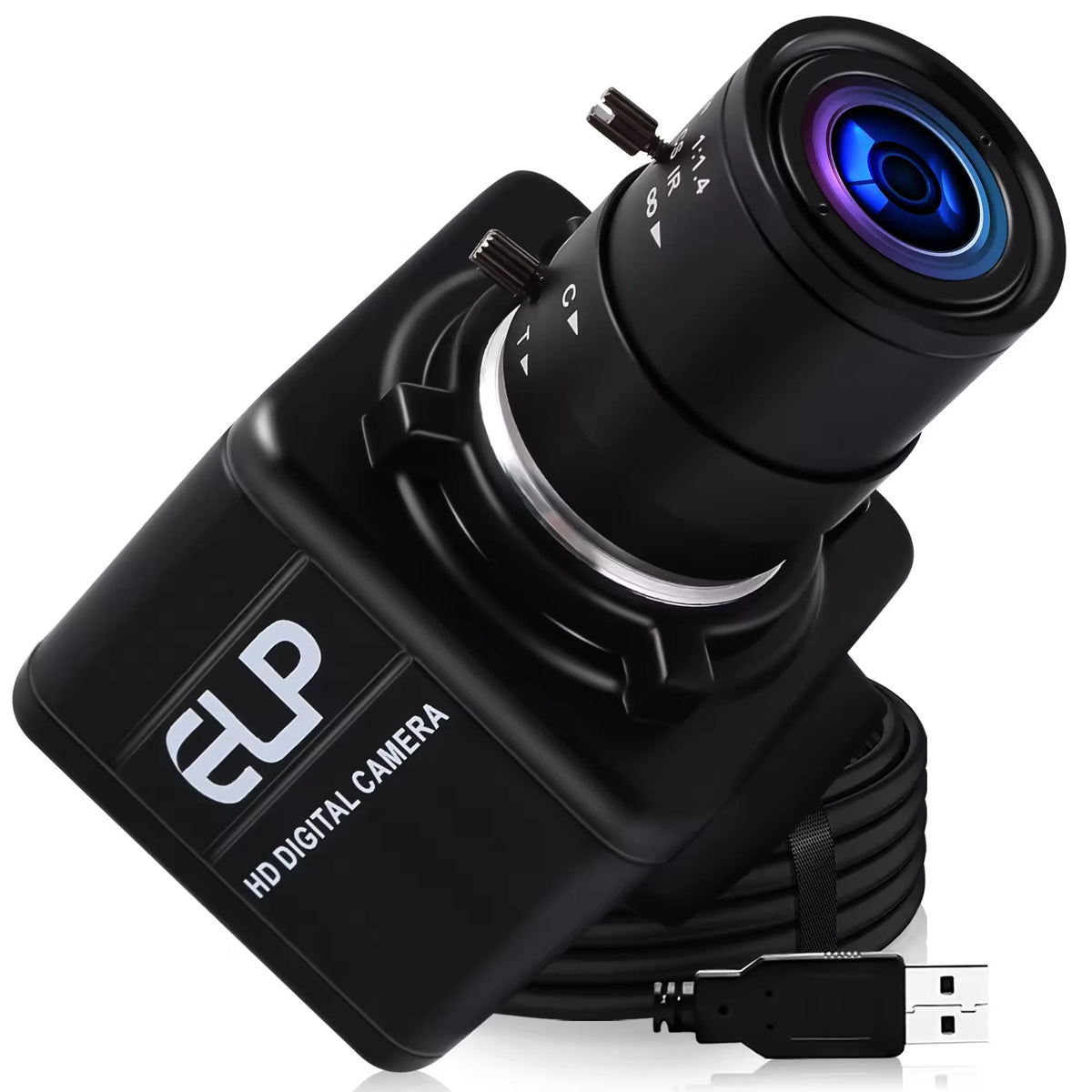 16MP USB Camera IMX298 Industrial Ultra HD Mini Webcam with CS Mount 5-50mm Manual Varifocal Lens Free Driver Plug&Play for PC