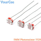 100pcs/10pcs 5MM Photoresistor 5528 Light Sensitive Resistor Dependent LDR GL5528 Photoelectric Detection Photo Photosensitive
