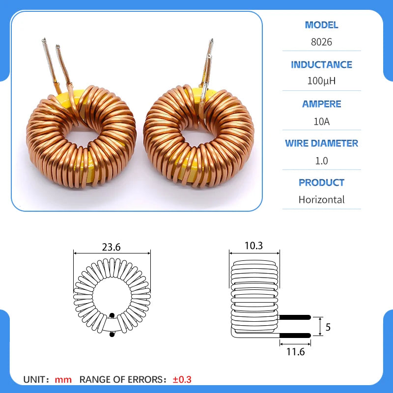 20mm 80-26 Iron powder core Toroidal inductor Wirewound inductor Iron powder core Magnetic ring inductor