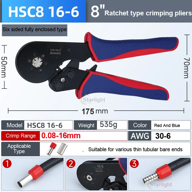 HSC8 6-4A 6-6A VE TE Pliers Self-Adjusting Crimping  Electrical Wire Ferrule Pin Terminal Connectors Crimping Tool Hand pliers