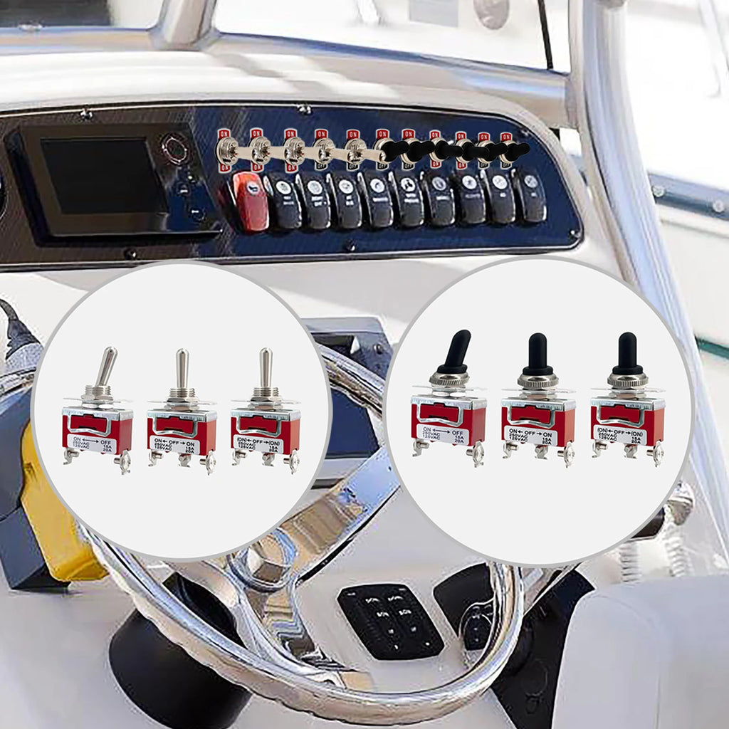 12V 3 Positions Toggle Rocker Switch ON OFF ON 2 Positions ON-ON 250VAC15A 125VAC 20A for Boat Yacht Pilot Automative Instrument