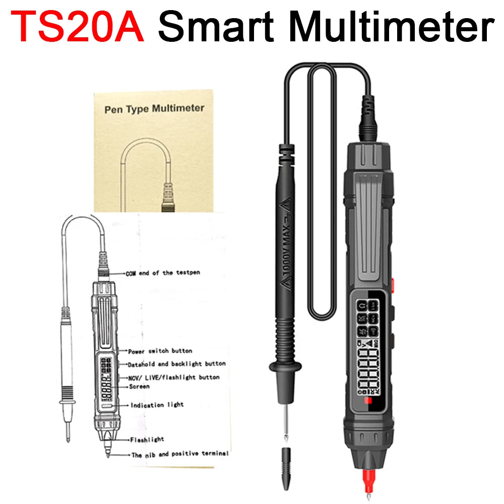 Smart Digital Multimeter 6000 Counts Non Contact High Precision Voltage Detector Pen Auto Range Capacitance OHm NCV Tester