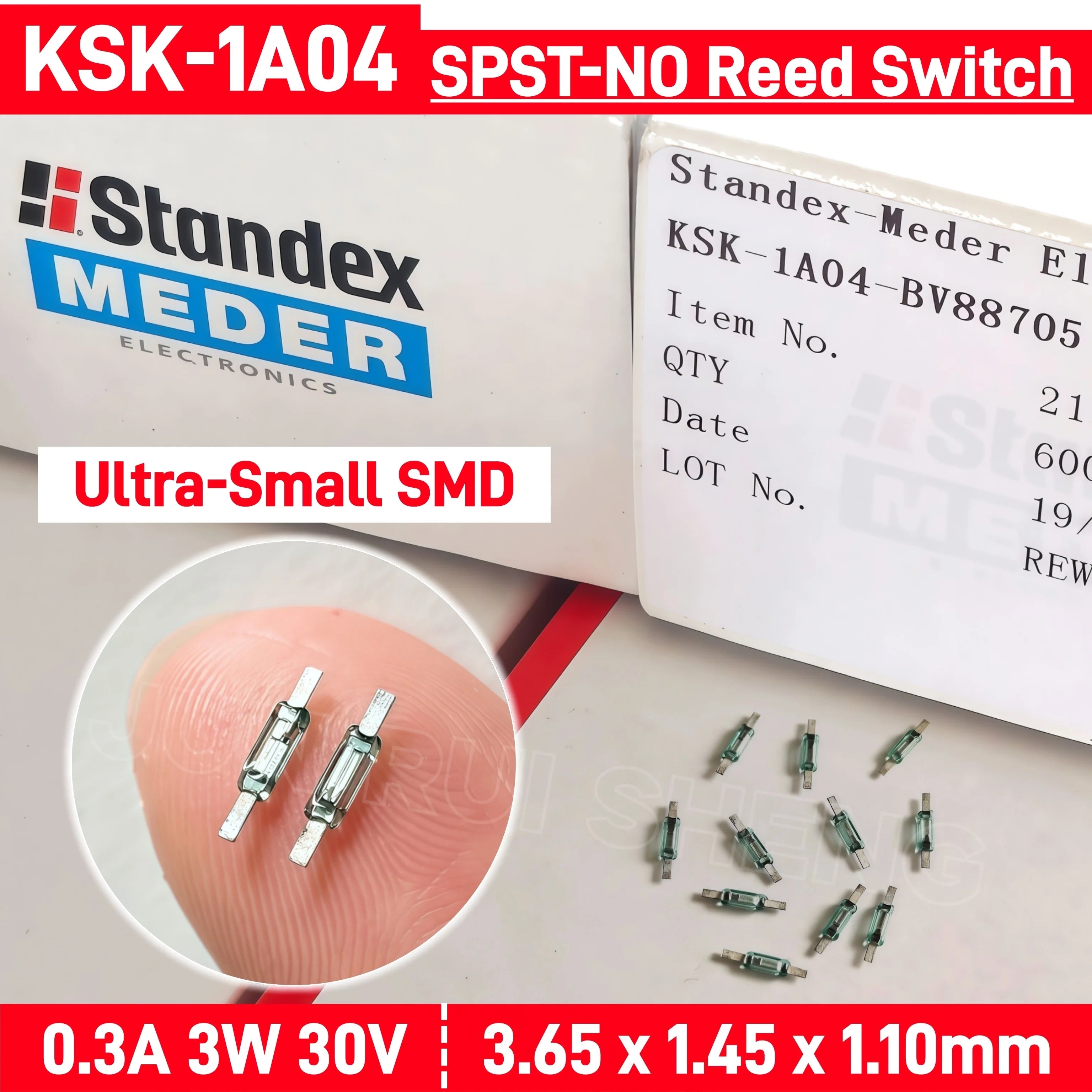 10PCS Original KSK-1A04 Ultra Micro Reed Contact Switch SMD Normally Open MK24-B-2 0.3A 3W 30V Magnetic Control Sensor 4.1*1.1mm