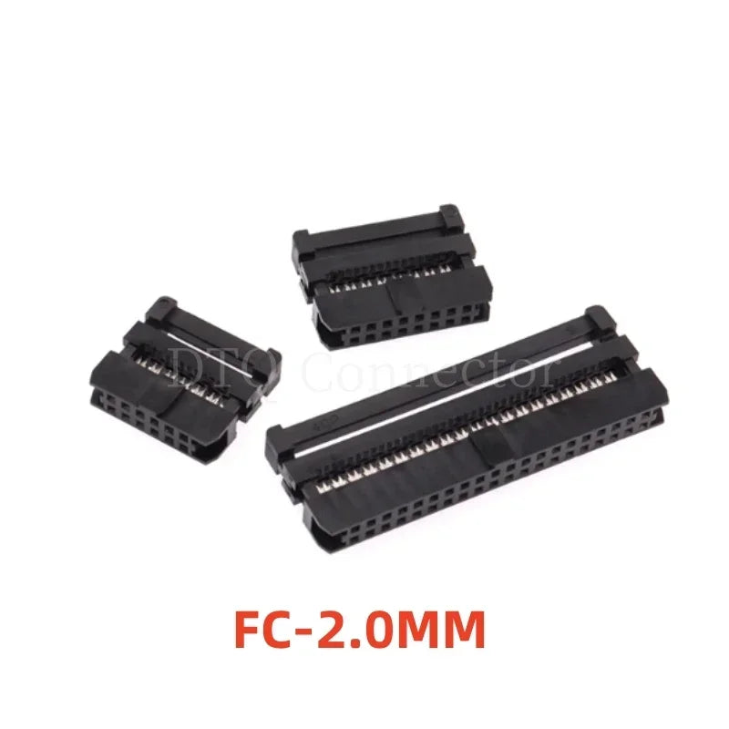 10pcs 2mm 2.0mm Pitch FC 6/8/10/12/14/16/18/20/22/24/26/30/34/40/44/50/60 Pin IDC Female Header Connector For 1mm Flat Cable