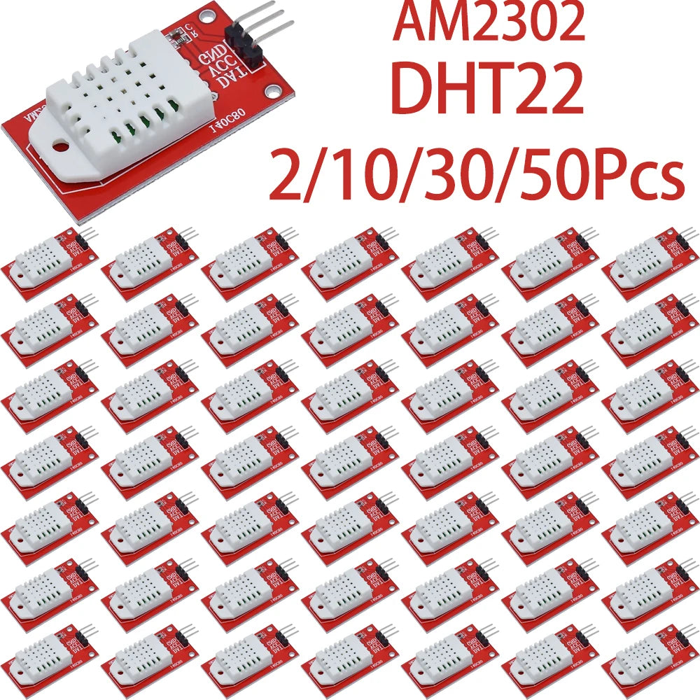 2/10/30/50Pcs AM2302 DHT22 Temperature And Humidity Sensor Module Red Circuit Board For Microcontroller Development