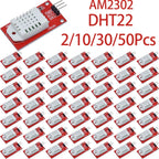 2/10/30/50Pcs AM2302 DHT22 Temperature And Humidity Sensor Module Red Circuit Board For Microcontroller Development