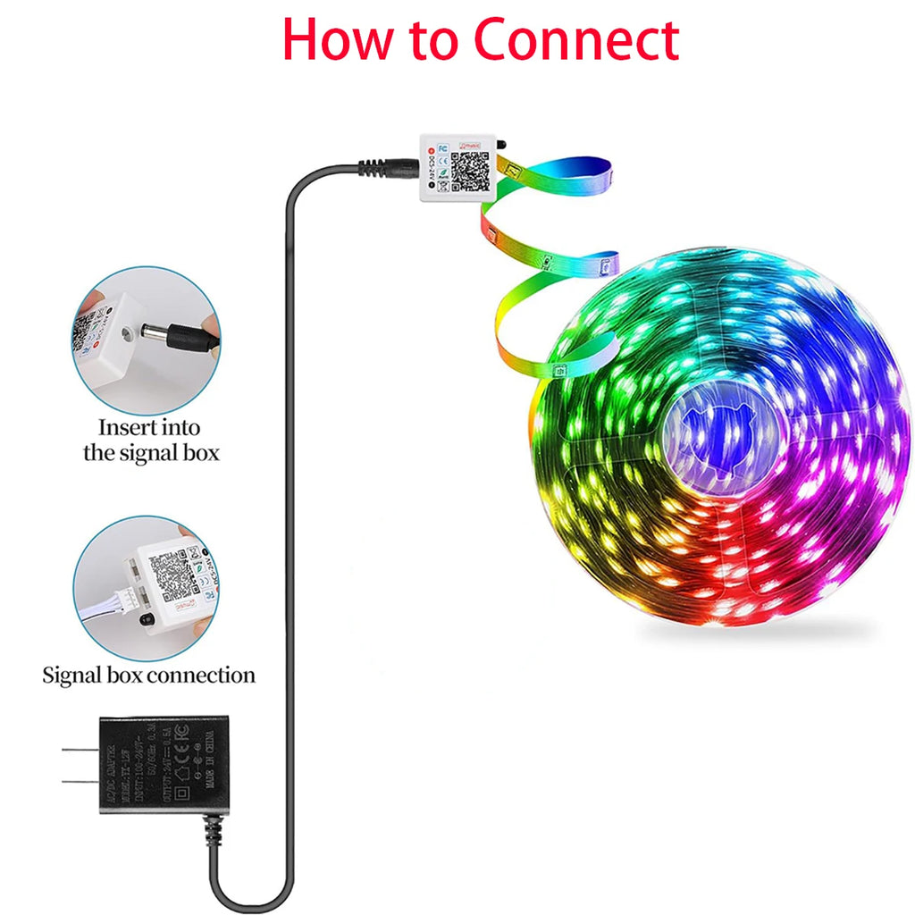 RGB Led Strip Lights for Room 5m 10m 20m 30m Music Sync Led Lights with Remote and APP Control for Room Bedroom Party Docor TV Backlight